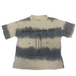 Zara Boys Youth Shortsleeve Tee Shirt Size 8-9 Blue Tie Dye Cotton School Surf